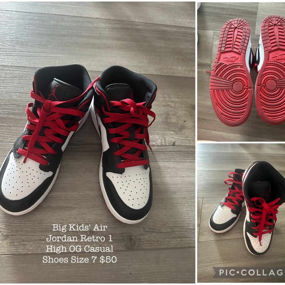 Nike Kids Air Jordan Retro 1 High OG - Black and Red